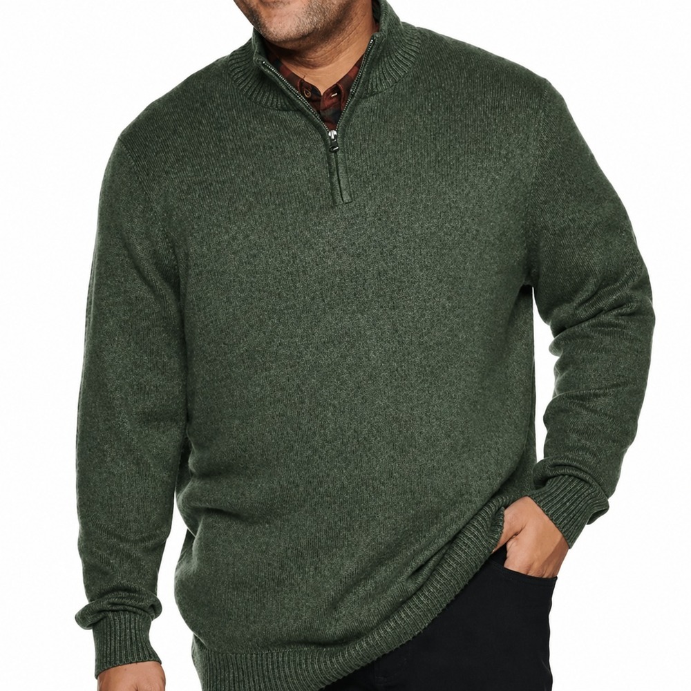 Croft & Barrow 1/4 Zip Pullover Sweater XXL Green Mock Neck Casual Mens 2XL